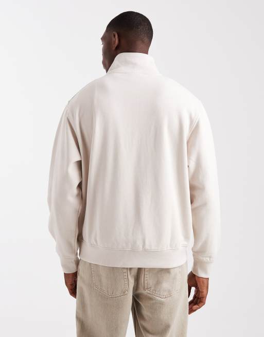 Sudadera beis extragrande con cremallera corta de Jack & Jones, 3 de 5