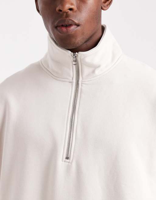Sudadera beis extragrande con cremallera corta de Jack & Jones, 5 de 5
