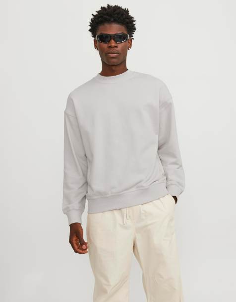 Sudadera beis extragrande con cuello redondo de Jack & Jones - view 1