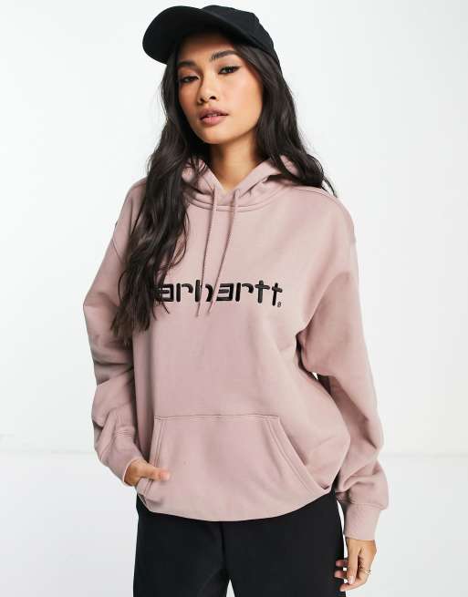 Sudadera beis rosado holgada con capucha y logo en el pecho de Carhartt WIP