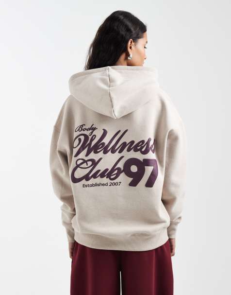 Sudadera beis sésamo jaspeado con capucha y estampado gráfico de felpa premium de Cotton On - view 1