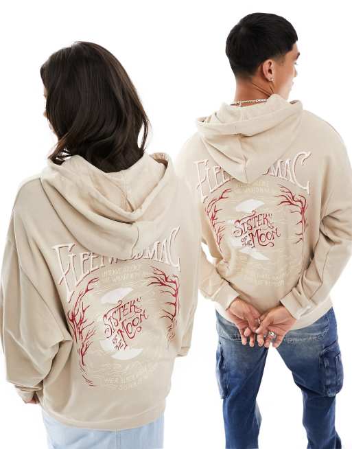 Sudadera beis unisex extragrande con capucha y estampados gráficos con licencia de Fleetwood Mac de ASOS DESIGN, 2 de 4