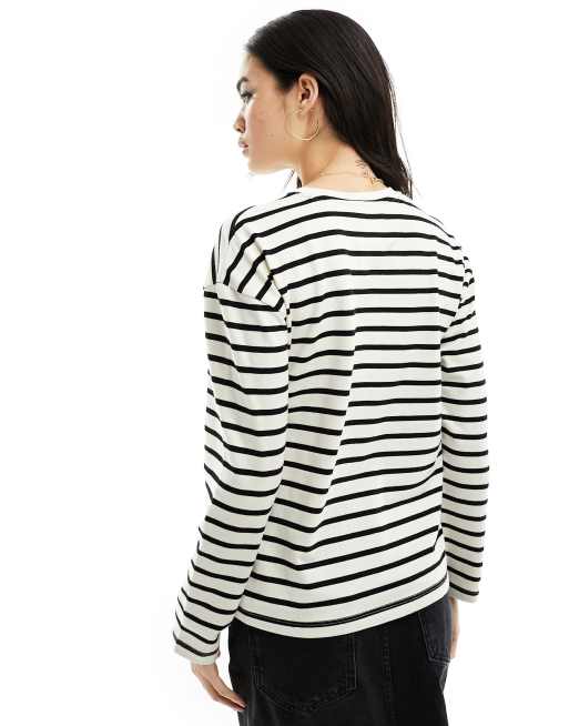 Sudadera blanca a rayas negras de Mango ASOS