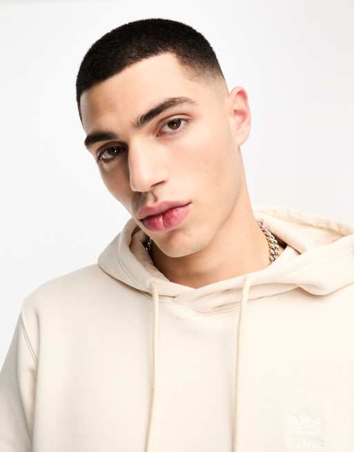 Sudadera blanca básica con capucha y trébol Trefoil Essentials de