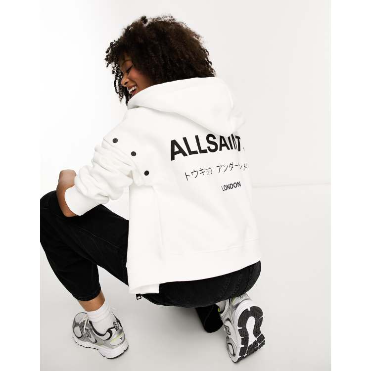 Sudadera blanca con capucha Amphia Underground de AllSaints | ASOS