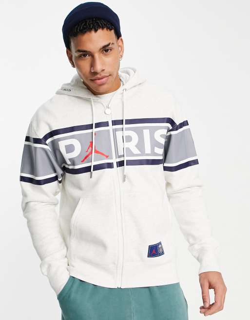 Sudadera blanca con capucha, cremallera y diseño del Paris Saint-Germain de | ASOS