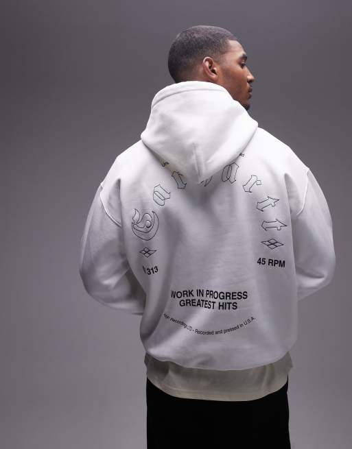 Sudadera blanca con capucha y estampado 