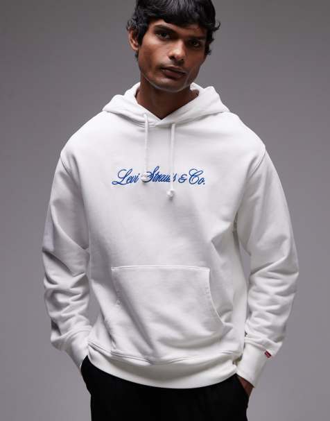 Sudadera blanca con capucha y logo de texto bordado de Levi's - view 1