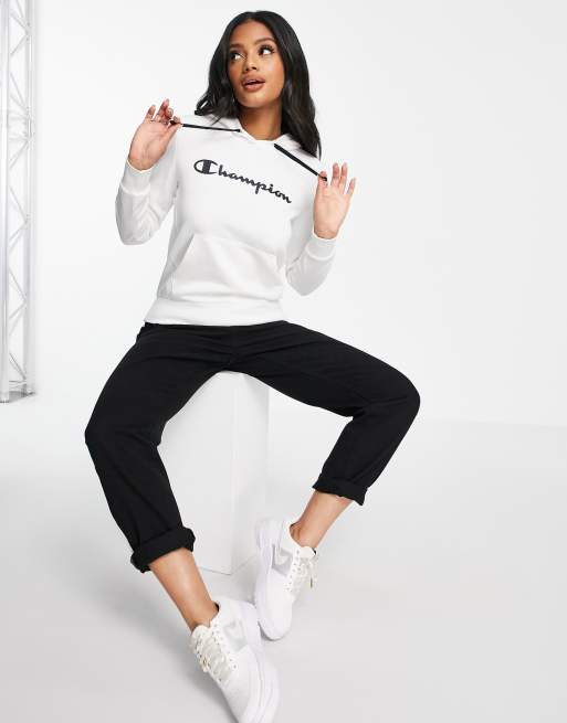 Sudadera blanca con capucha y logo grande de Champion ASOS