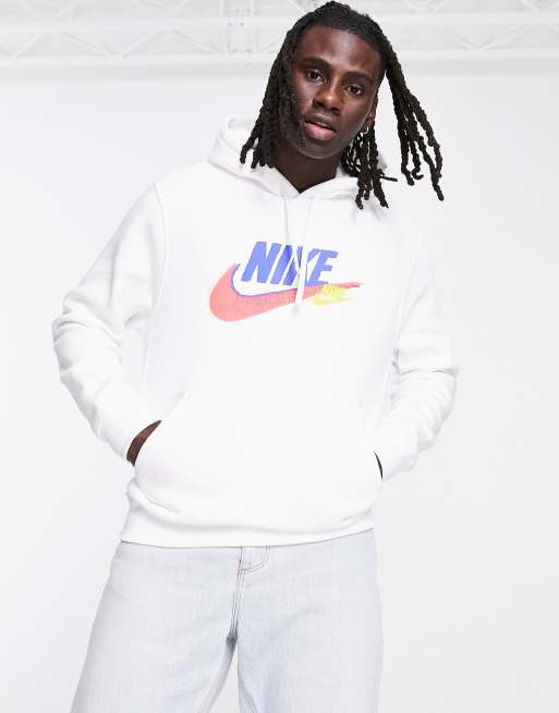 Vicio propiedad Crudo Sudadera blanca con capucha y logo grande de Nike | ASOS