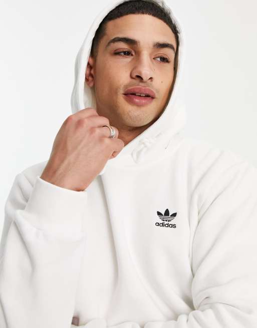 Sudadera blanca con capucha y logo pequeño de adidas Originals | ASOS