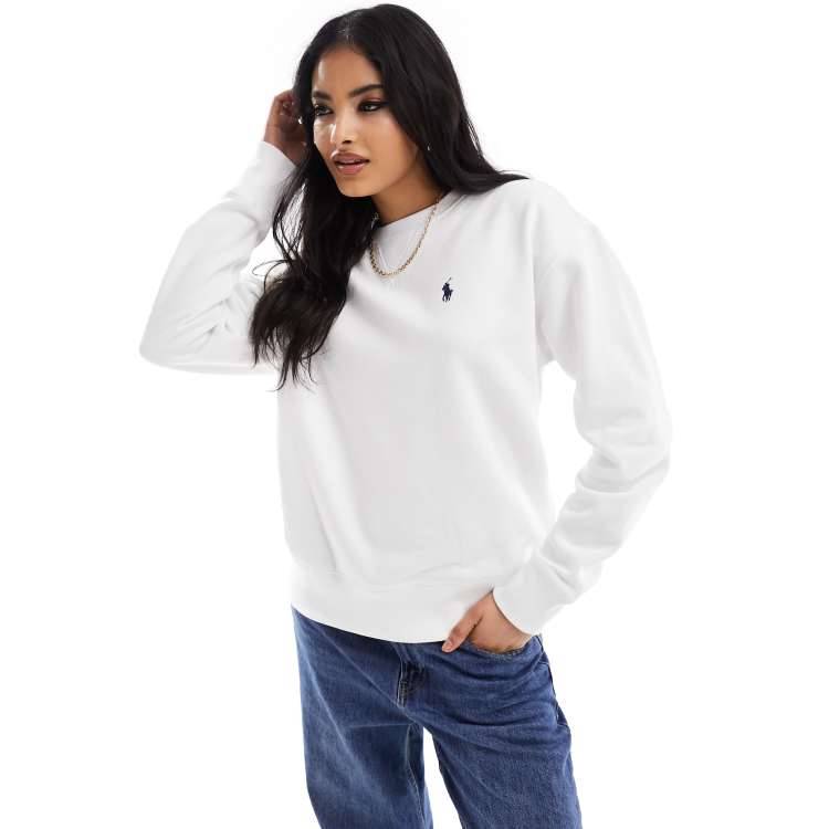 Sudadera blanca con cuello redondo de Polo Ralph Lauren ASOS