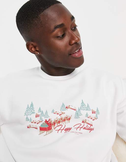 Sudadera blanca con estampado vintage de Chelsea Peers