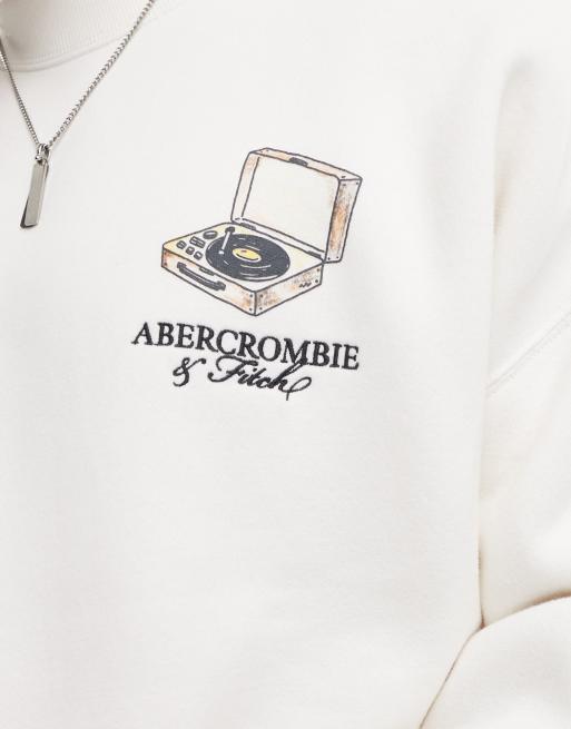 Sudadera blanca con logo de tocadiscos en la espalda de Abercrombie & Fitch, 2 de 4