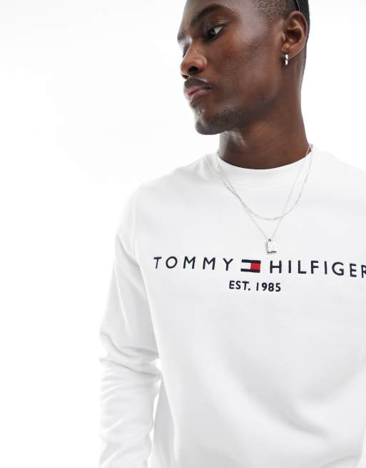 Sudadera blanca con logo de Tommy Hilfiger ASOS