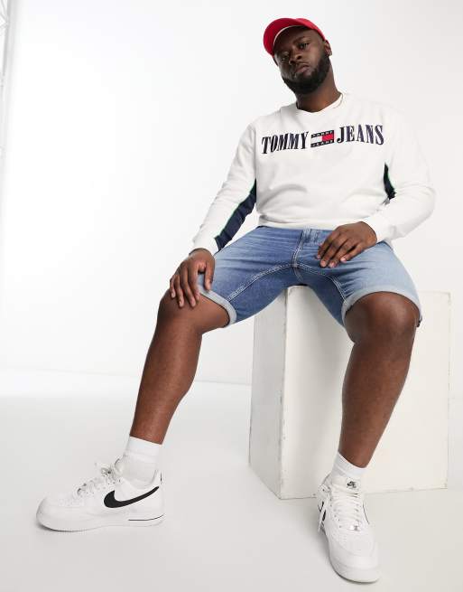 Sudadera blanca con logo lineal gr fico de Tommy Jeans Big Tall