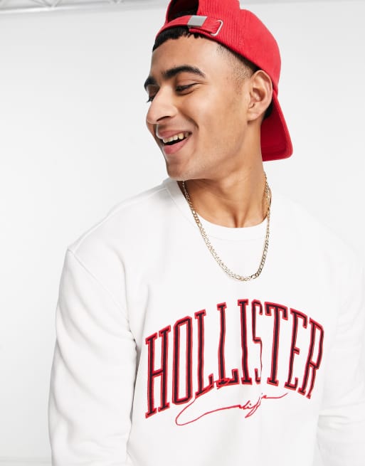 Sudadera blanca con logo universitario de Hollister, 3 de 4