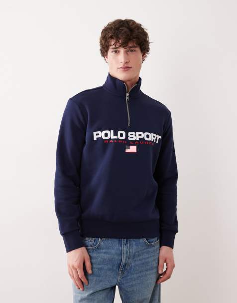 Sudadera blanca con media cremallera y logo de icono de Polo Ralph Lauren - view 1