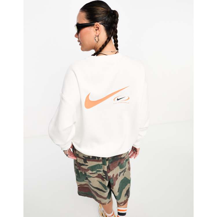Sudadera blanca extragrande de felpa con logo de Nike ASOS