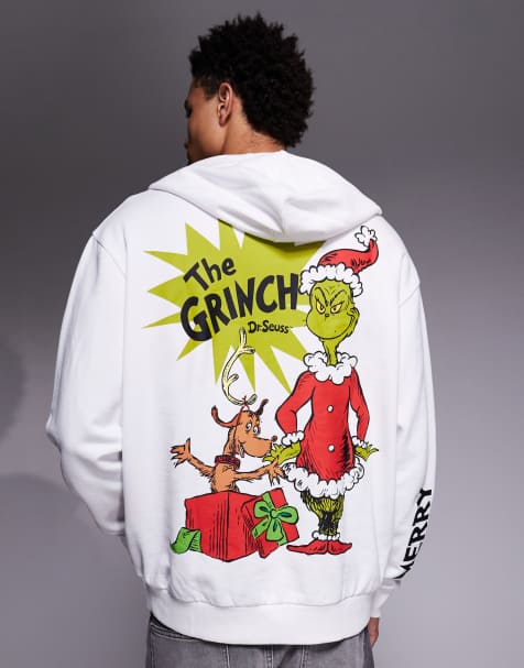 Sudadera blanca holgada con capucha y estampado de "El Grinch" de ASOS DESIGN - view 1