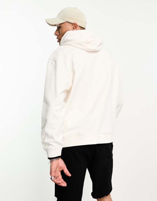 Sudadera blanca holgada con capucha y logo de bandera y texto serif de Tommy Jeans, 2 de 4