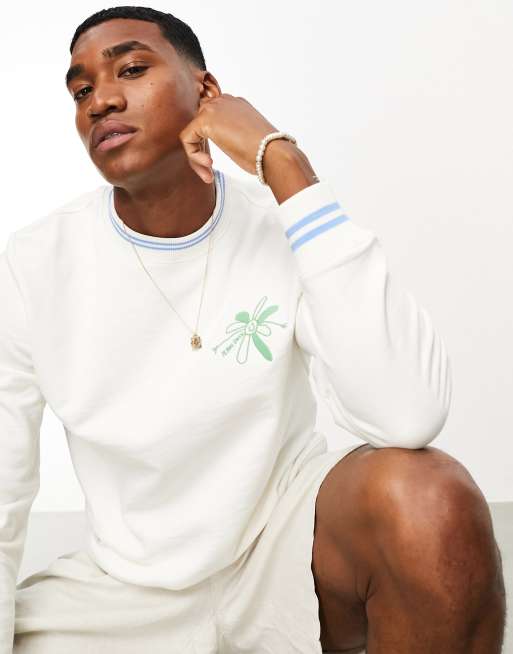 Sudadera blanca holgada con estampado gráfico de flor de PS Paul Smith