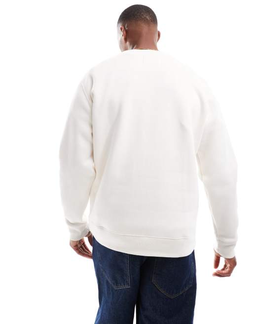 Sudadera blanca holgada con estampado náutico "Saint Tropez" de Hollister, 4 de 4