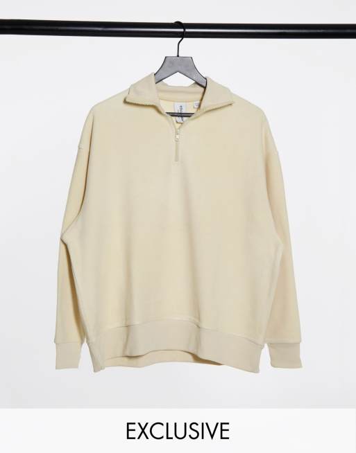 Sudadera blanca hueso de felpa con cuello alzado de COLLUSION (parte de un conjunto)