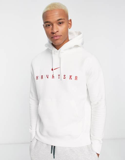 Sudadera blanca unisex con capucha y diseño de la selección de Croacia para la Copa Mundial 2022 de Nike Football