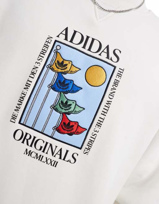 Sudadera blanca unisex con detalles bordados de adidas Originals
