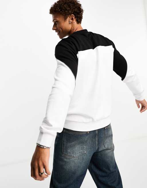 Sudadera blanca y negra con diseño color block de EA7 ASOS