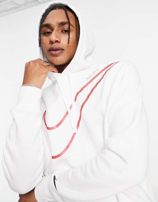 lobo Por favor mira Con otras bandas Sudadera blanca y roja con capucha y logo grande de Nike | ASOS