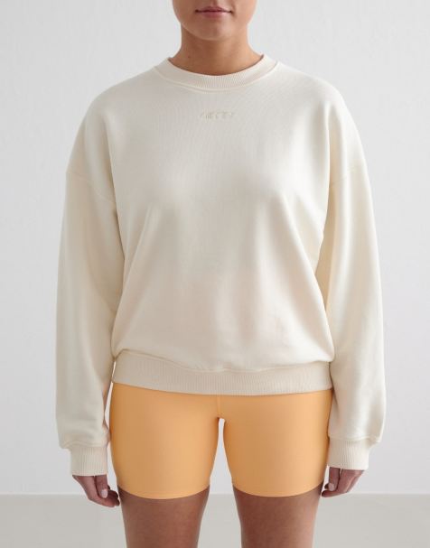 Sudadera blanco almendra de tejido rizado de Aim'n - view 1