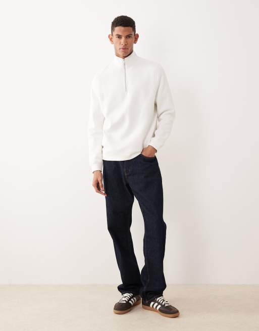 Sudadera blanco hueso básica con cremallera corta de ASOS DESIGN, 2 de 5