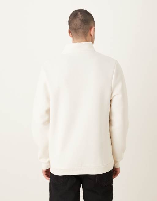 Sudadera blanco hueso básica con cremallera corta de ASOS DESIGN, 3 de 5