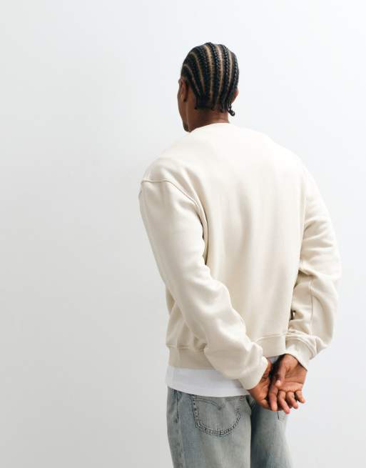 Sudadera blanco hueso básica de corte cuadrado holgado Essentials de ASOS DESIGN, 5 de 5
