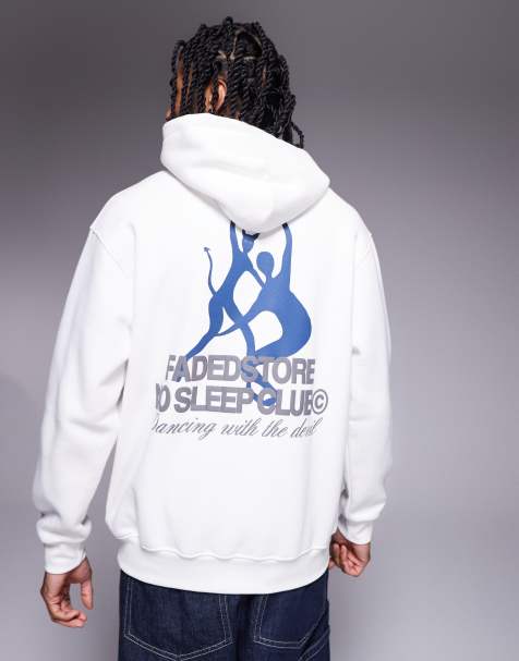 Sudadera blanco hueso con capucha y estampado gráfico de baile en la espalda de Faded Store - view 1