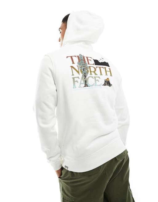 Sudadera blanco hueso con capucha y estampado gráfico en la espalda de felpa de The North Face