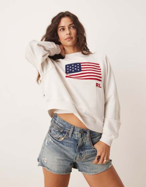 Sudadera blanco hueso con estampado de bandera de Polo Ralph Lauren - view 1
