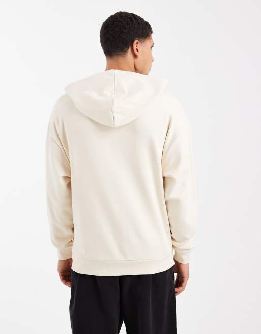 Sudadera blanco hueso extragrande básica con capucha de ASOS DESIGN, 3 de 5