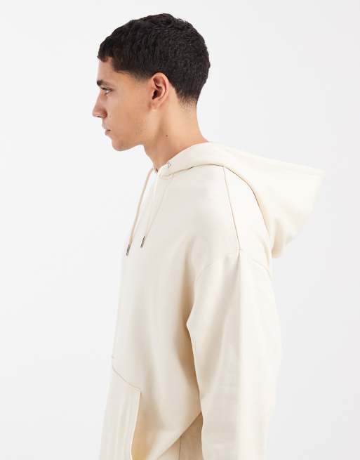 Sudadera blanco hueso extragrande básica con capucha de ASOS DESIGN, 4 de 5
