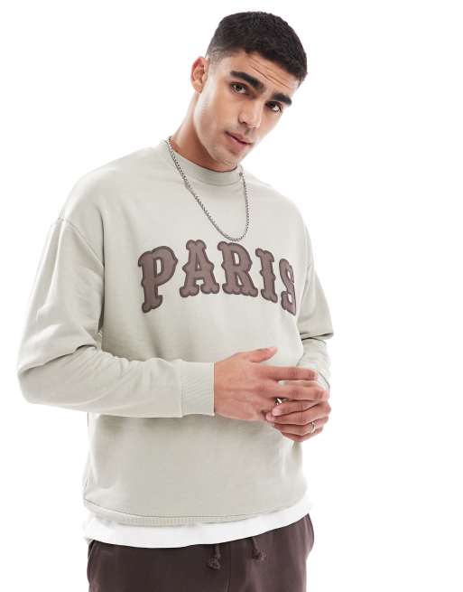 Sudadera blanco hueso extragrande con aplicación en el pecho de ASOS DESIGN