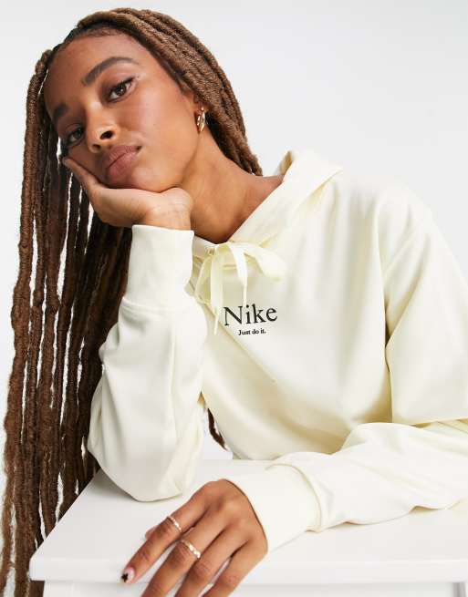 Sudadera blanco hueso extragrande con capucha y cordón ajustable de Nike