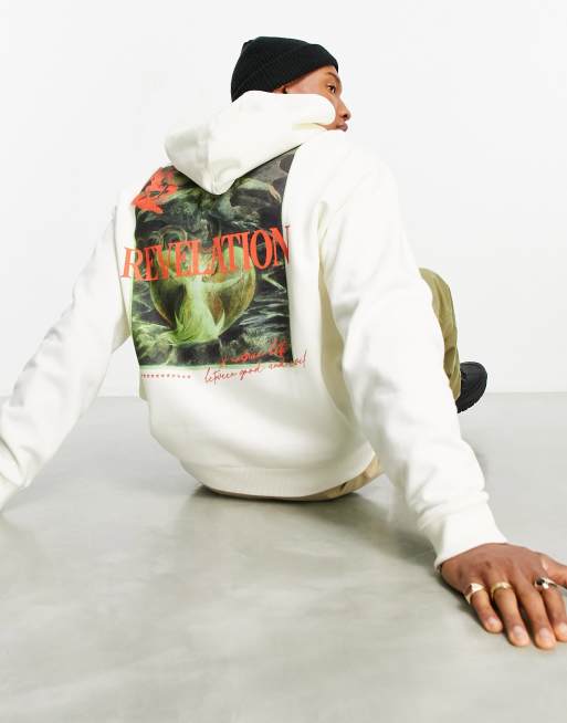 Sudadera Blanco Hueso Extragrande Con Capucha Y Estampado De Texto En