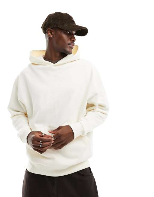 Sudadera blanco hueso extragrande con capucha y estampado en la espalda de ASOS DESIGN, 2 de 4