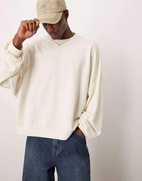 Sudadera blanco hueso ligera de corte cuadrado ultragrande de ASOS DESIGN - view 1