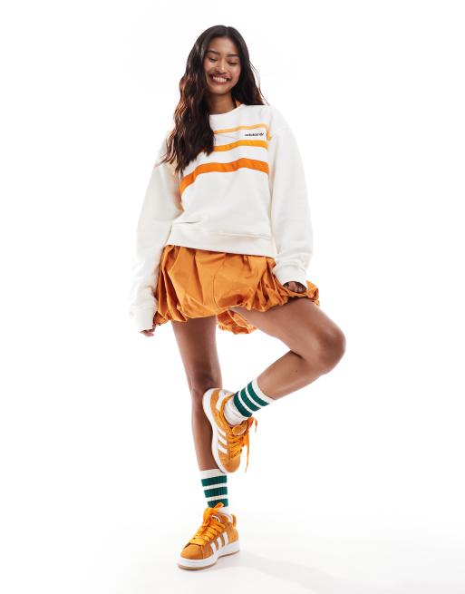 Sudadera blanco hueso y naranja de estilo anos 80 de adidas Originals ASOS