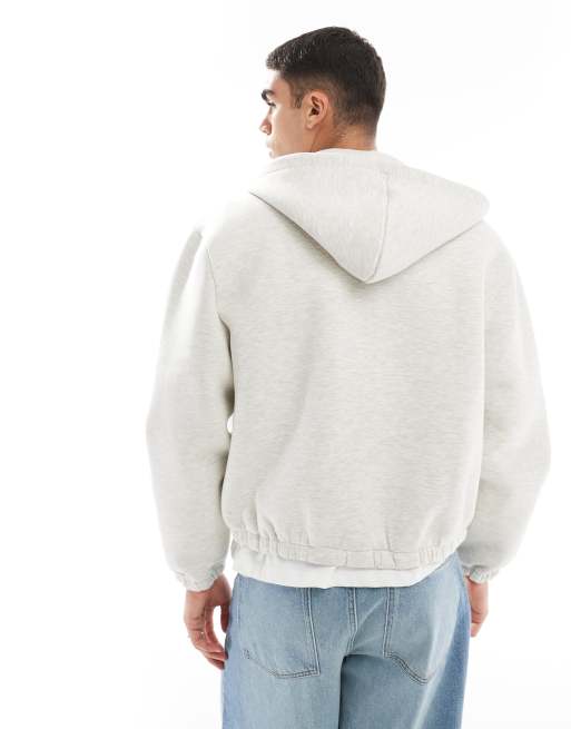 Sudadera blanco jaspeado extragrande con capucha y cremallera de tejido grueso efecto neopreno de ASOS DESIGN, 4 de 4