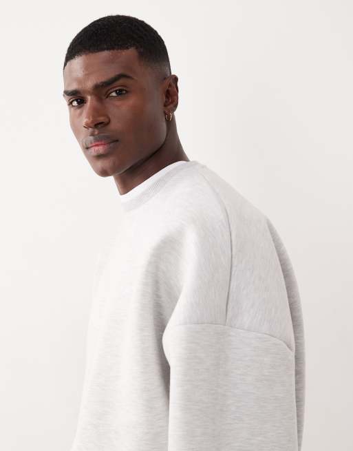Sudadera blanco jaspeado ultragrande de tejido grueso efecto neopreno de ASOS DESIGN, 4 de 5