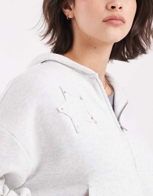 Sudadera blanco nube jaspeado extragrande con capucha, mangas raglán y detalle de estrella de Cotton On (parte de un conjunto), 3 de 4